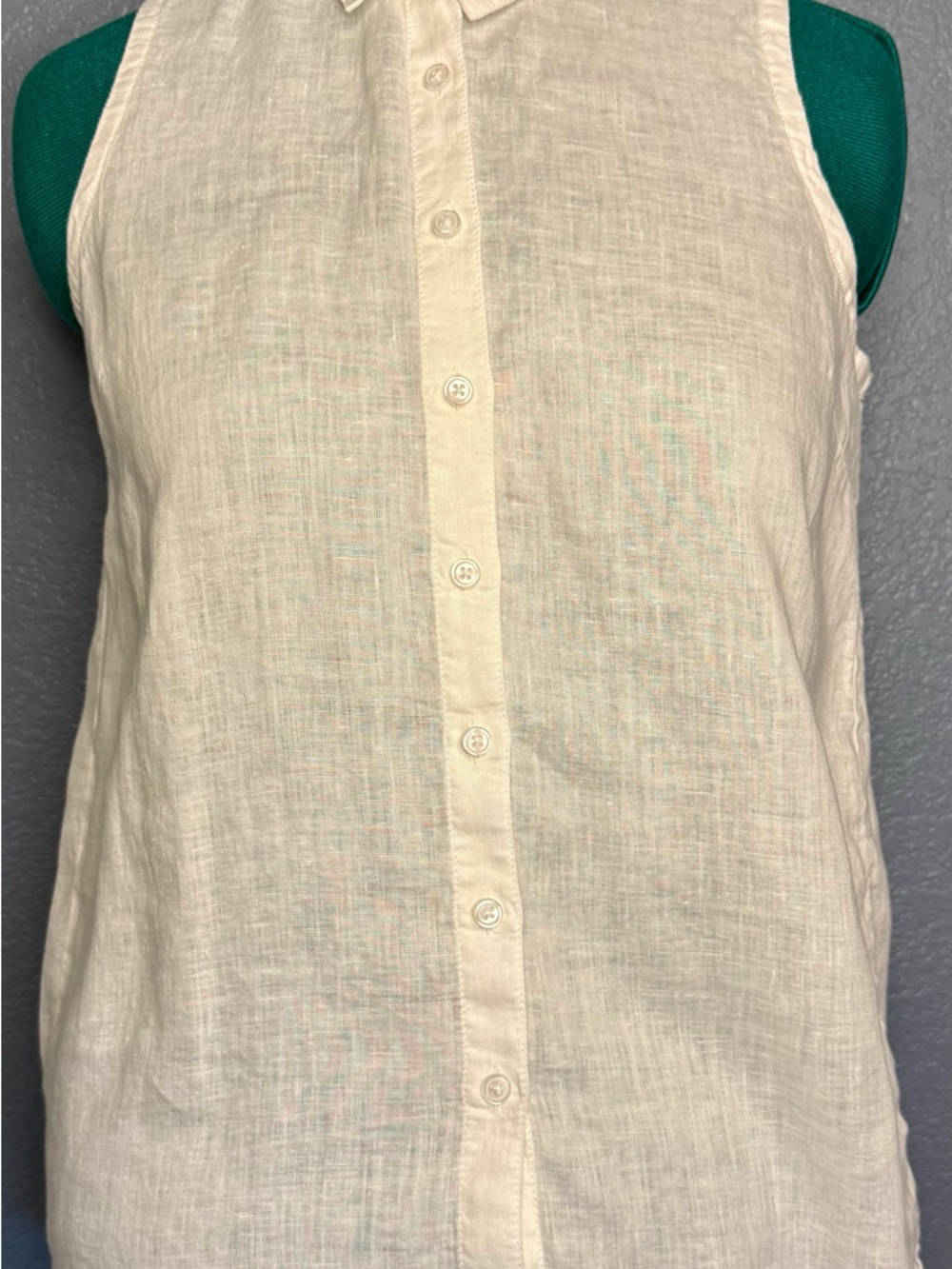 Garnet Hill Linen Sleeveless Button Down Top Women’s M Cream Lightweight